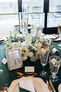 White flowers and candle centerpiece at Grove Park Inn Asheville NC