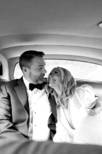 Bride and Groom leaving wedding in Asheville NC